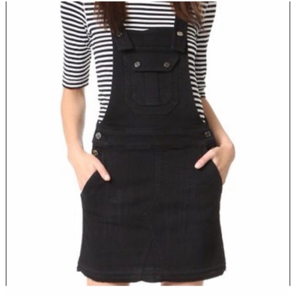 7 For All Mankind Women's Black Denim Overall Dress Denim Jumper Size M*